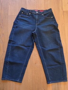 SPANX Indigo Cropped Straight-Leg Jeans